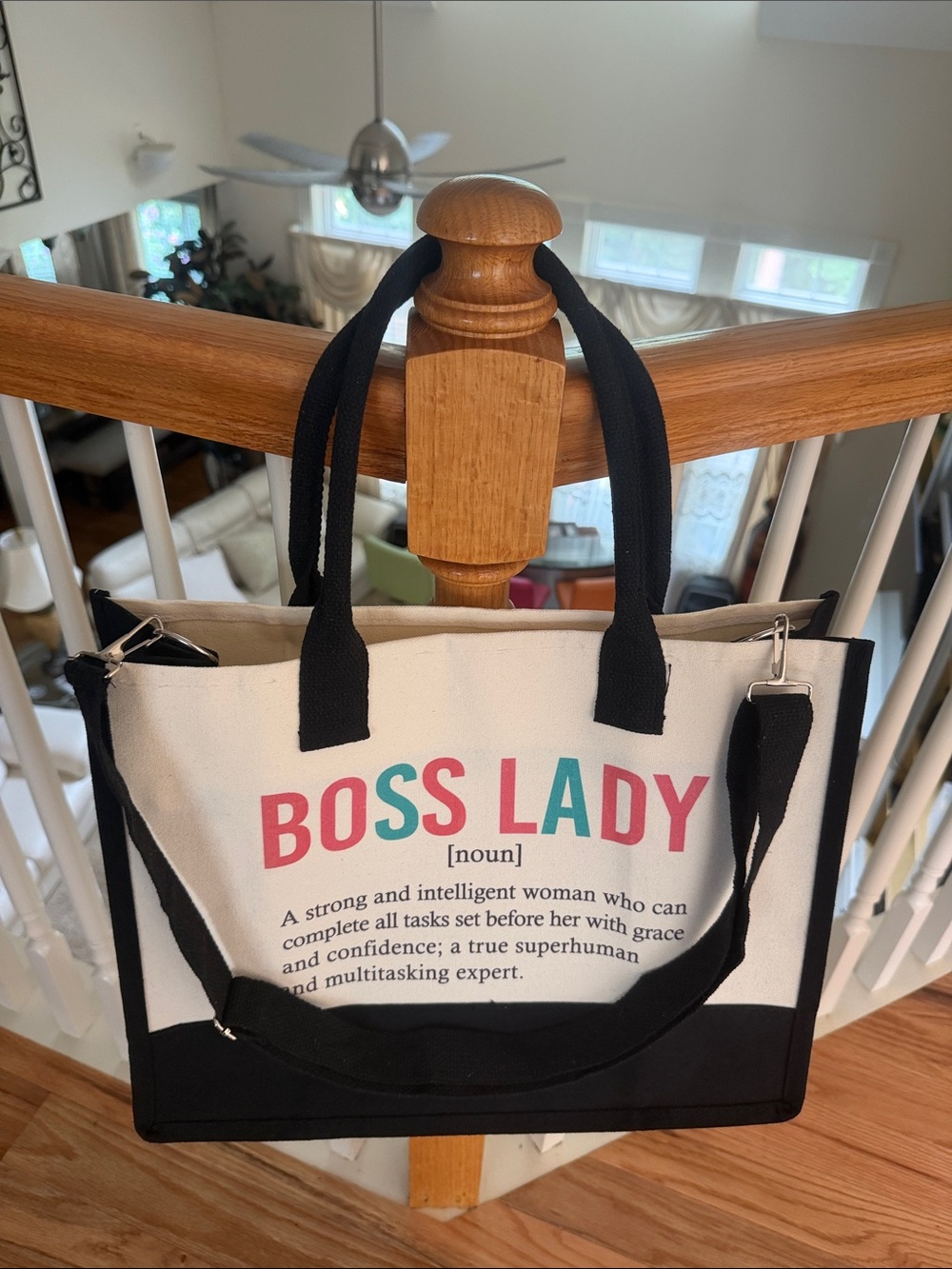 BOSS LADY Canvas Large Tote Bag Office Wear Workwear Career Business Casual - Picture 4 of 16